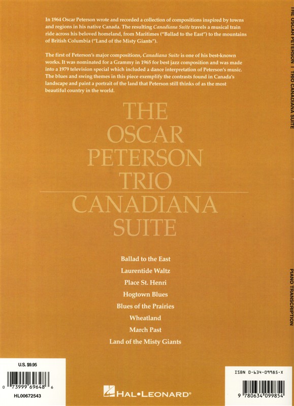 The Oscar Peterson Trio: Canadiana Suite, 2nd Edition (Piano)