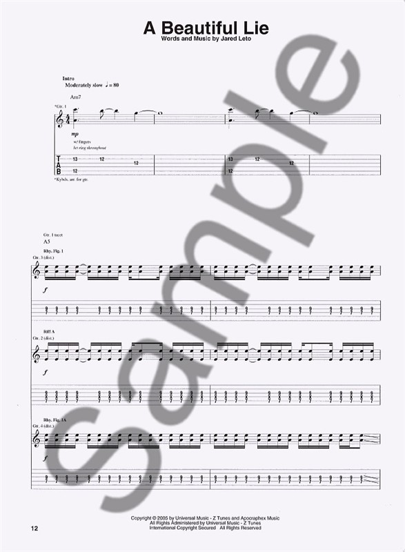 30 Seconds To Mars: A Beautiful Lie (TAB)