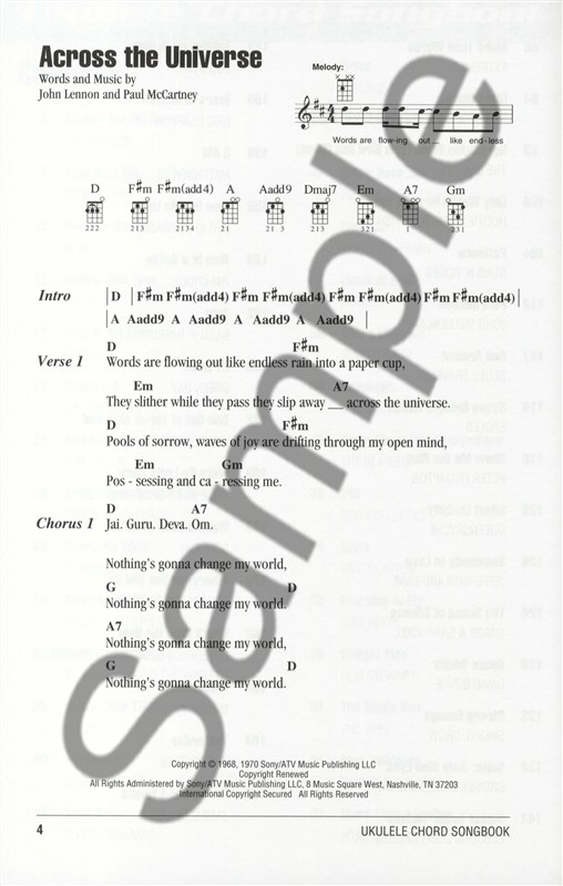 Ukulele Chord Songbook: Acoustic Rock