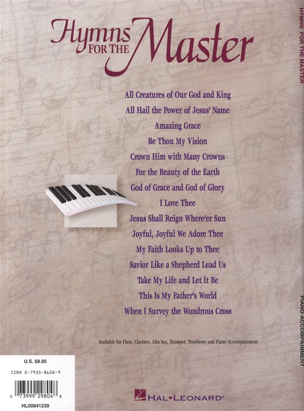 Hymns For The Master - Piano Accompaniment