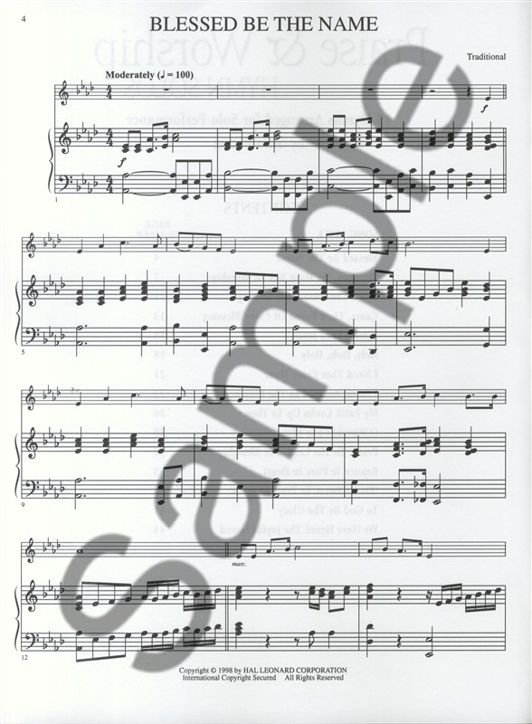Praise And Worship Hymn Solos - Piano Accompaniment