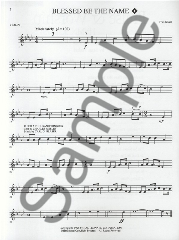 Praise And Worship Hymn Solos - Violin