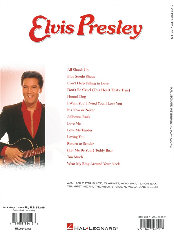 Hal Leonard Instrumental Play-Along: Elvis Presley (Cello)