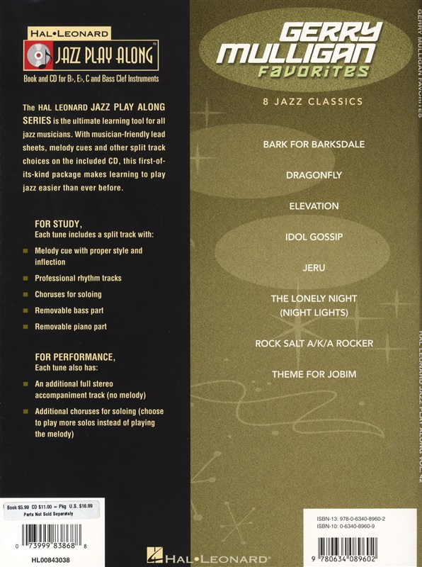 Jazz Play Along Volume 42: Gerry Mulligan Favorites