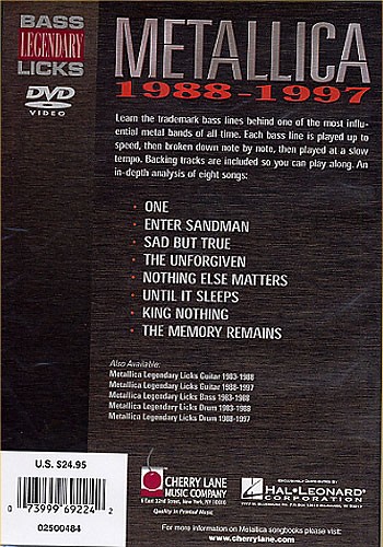Legendary Bass Licks: Metallica (1988-1997) DVD