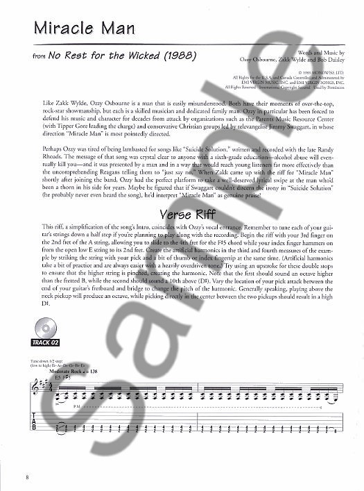 Zakk Wylde: Guitar Legendary Licks (Book and CD)