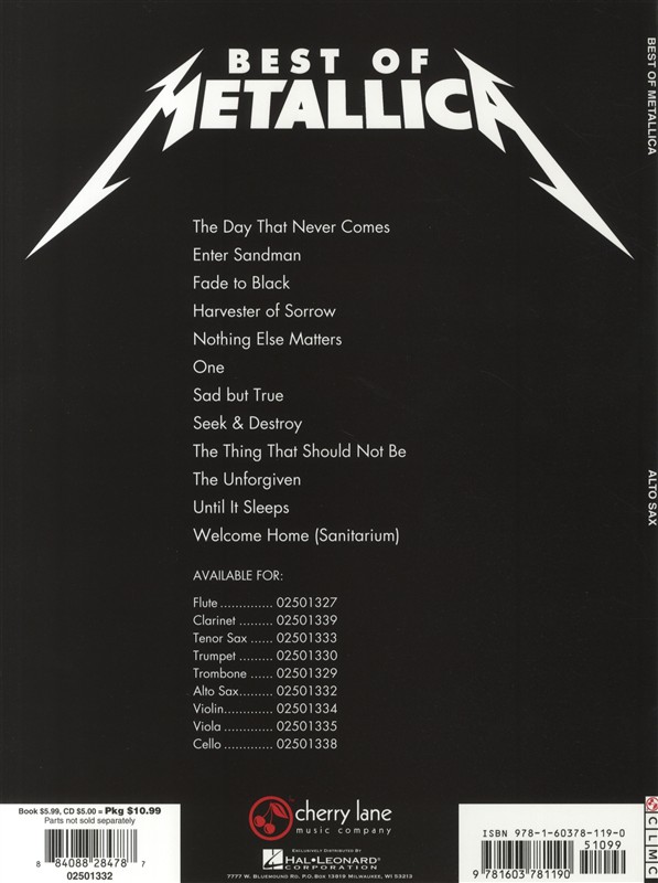 Metallica: Best Of - Alto Saxophone
