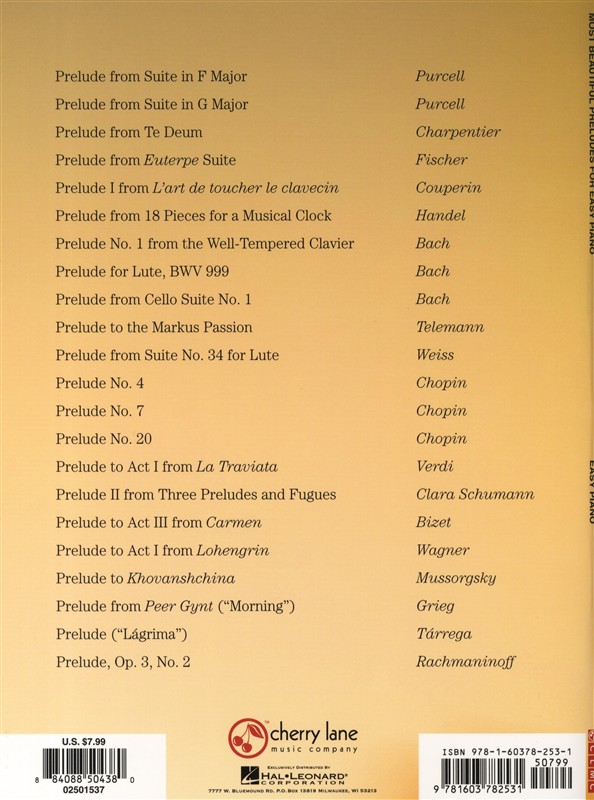 Most Beautiful Preludes For Easy Piano