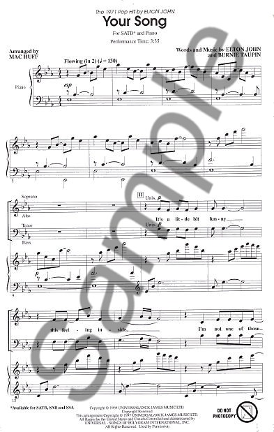 Elton John: Your Song (SATB)