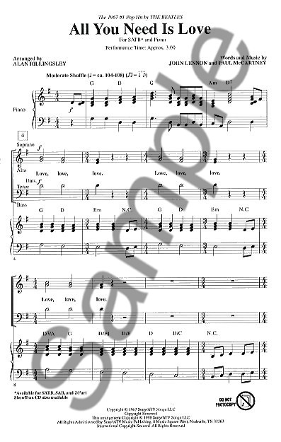 The Beatles: All You Need Is Love (SATB)