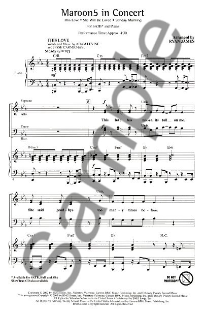 Maroon5 In Concert (SATB)