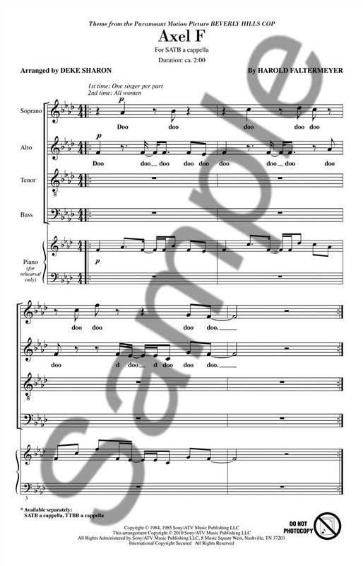 Harold Faltermeyer: Axel F (Beverly Hills Cop Theme) - SATB