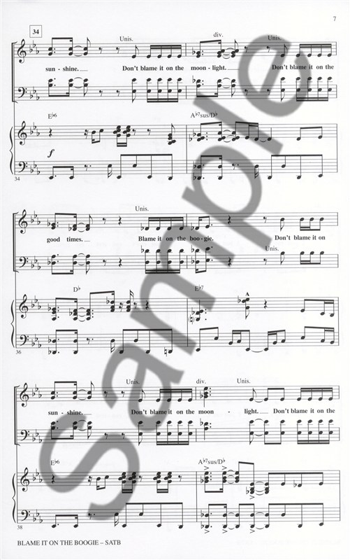 The Jacksons: Blame It On The Boogie (SATB)
