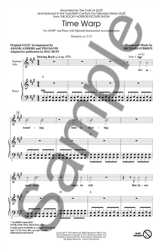 Richard O'Brien: Time Warp (The Rock Horror Picture Show) - SATB