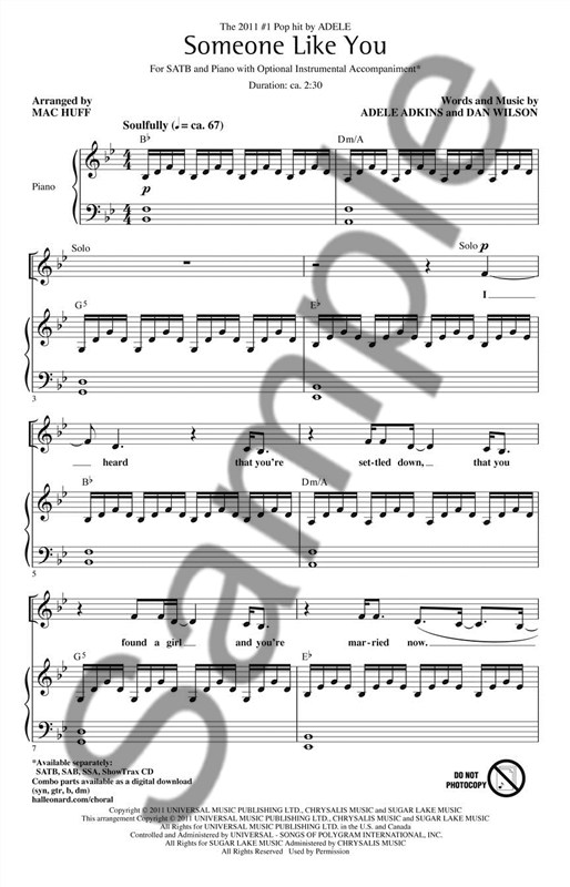 Adele: Someone Like You (Huff) - SATB