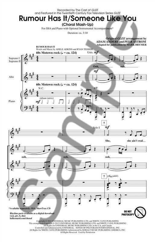 Adele: Rumour Has It/Someone Like You (Choral Mash-up From Glee)