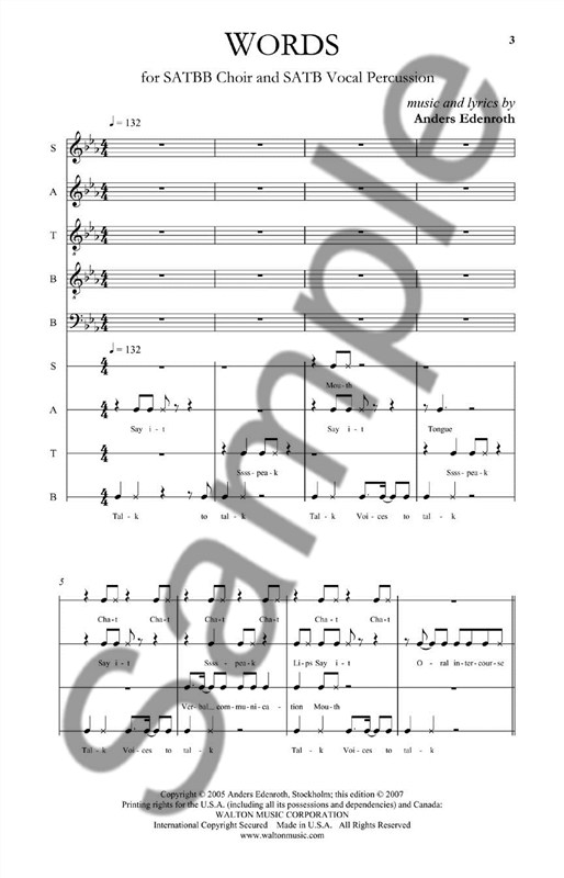 Anders Edenroth: Words (SATBB/SATB Double Choir)