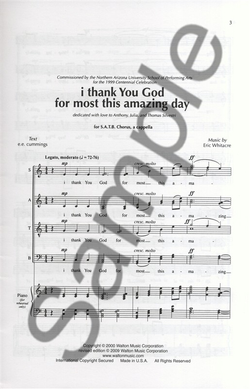 Eric Whitacre: i thank You God for most this amazing day (Revised Edition)