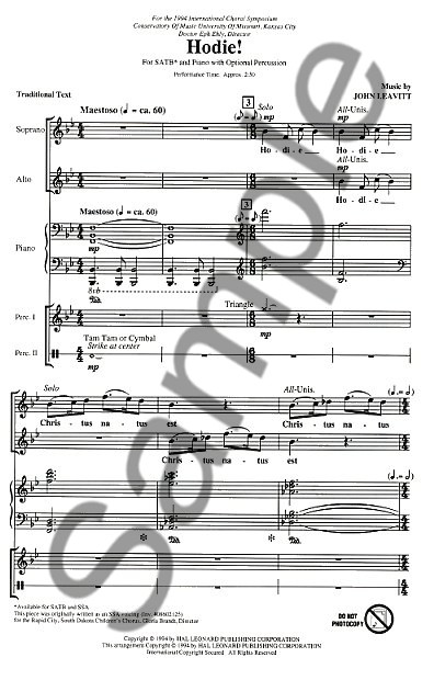 John Leavitt: Hodie! (SATB)