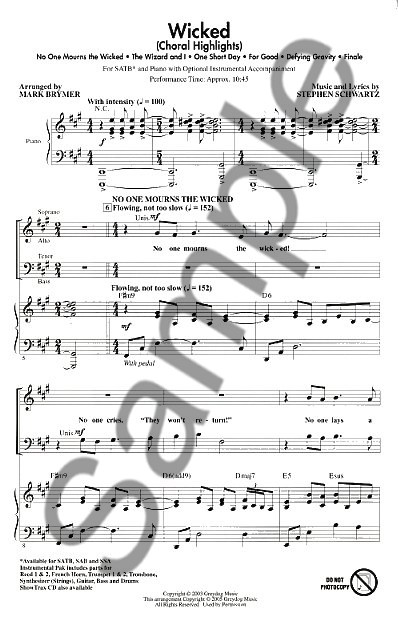 Stephen Schwartz: Wicked (Choral Highlights) (SATB)