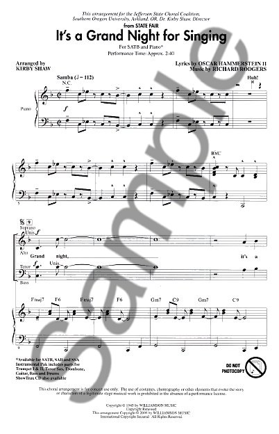 Rogers And Hammerstein: It's A Grand Night For Singing (SATB)