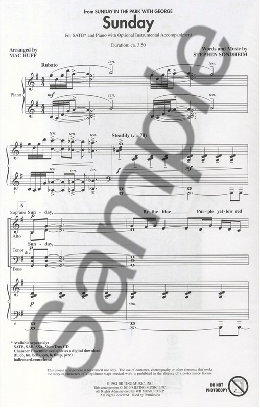 Stephen Sondheim: Sunday (Sunday In The Park With George) - SATB