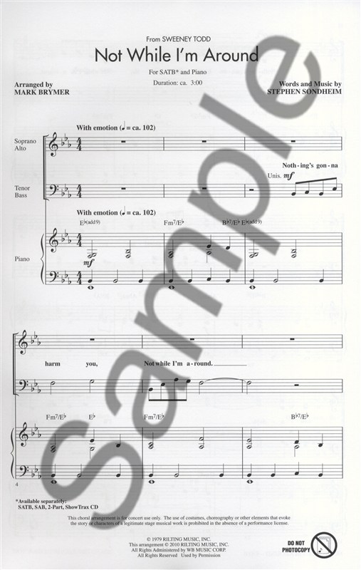 Stephen Sondheim: Not While I'm Around (Sweeney Todd) - SATB