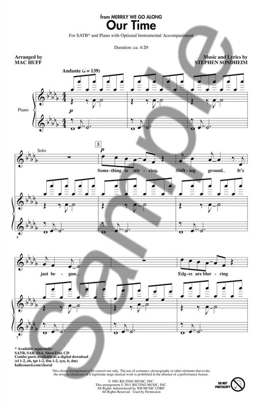 Stephen Sondheim: Our Time (Merrily We Roll Along) - SATB/Piano