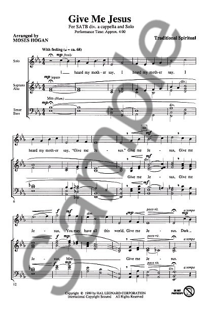 Give Me Jesus (SATB)