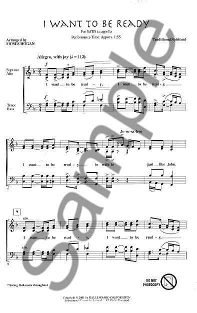 I Want To Be Ready (Hogan arr.) SATB a cappella