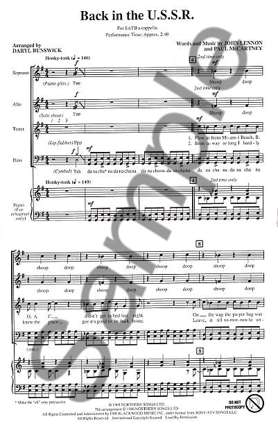The Beatles: Back In The U.S.S.R. (SATB)