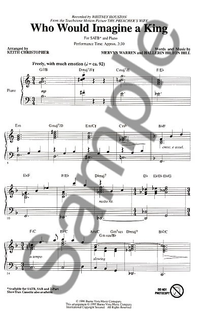 Who Would Imagine A King (SATB)