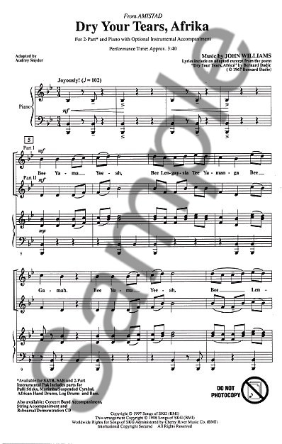 John Williams: Dry Your Tears, Afrika (SSA)