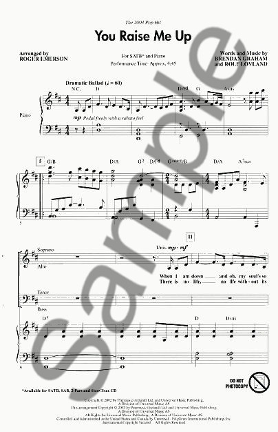 Josh Groban: You Raise Me Up (SATB)