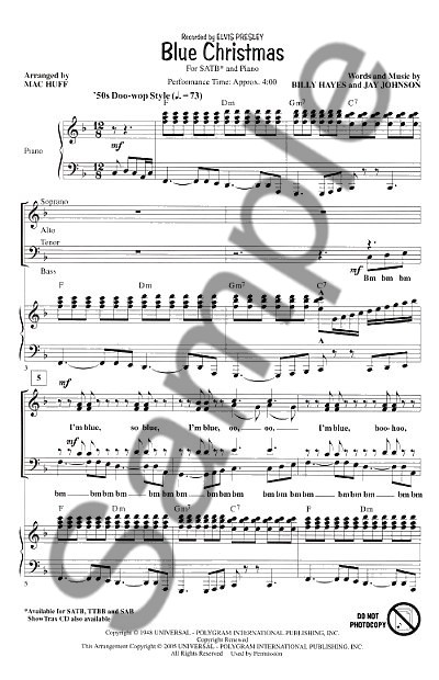 Blue Christmas (SATB)