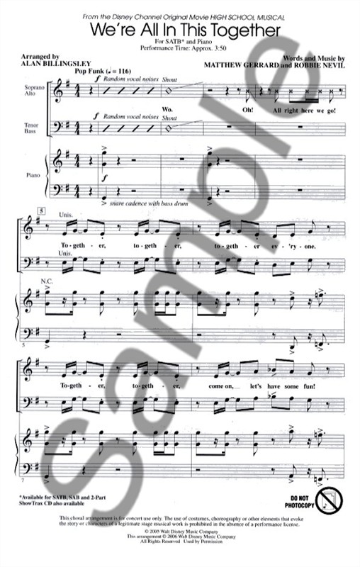 We're All In This Together (High School Musical) (SATB)