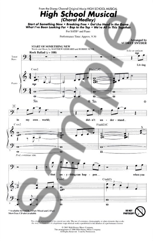 High School Musical: Choral Medley (SATB)