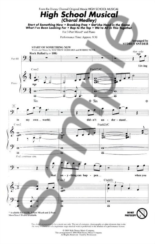 High School Musical: Choral Medley (SAB)