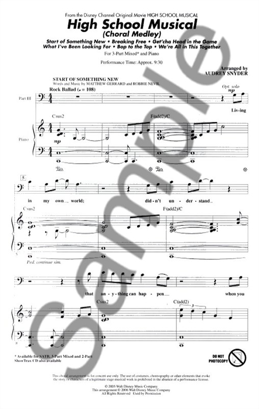 High School Musical: Choral Medley (SAB)