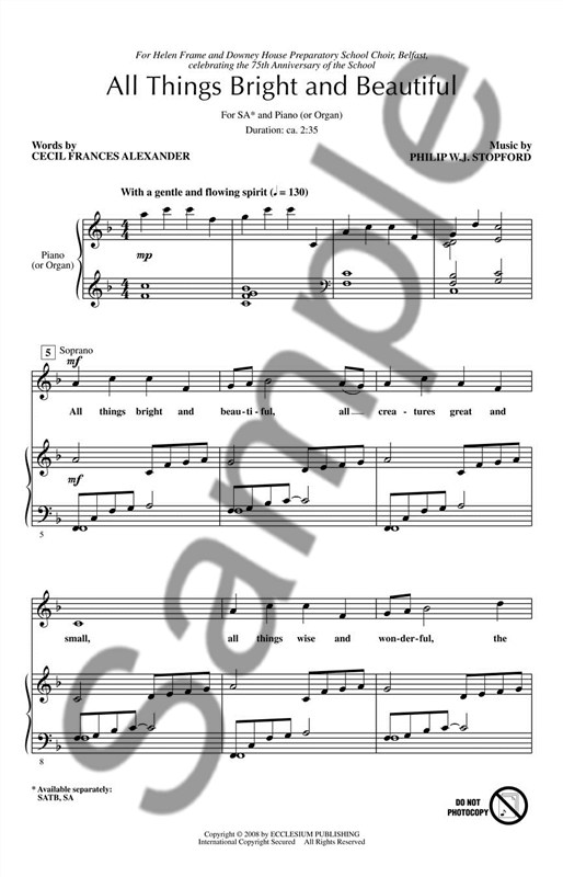 Philip Stopford/Cecil Frances Alexander: All Things Bright And Beautiful (SATB)