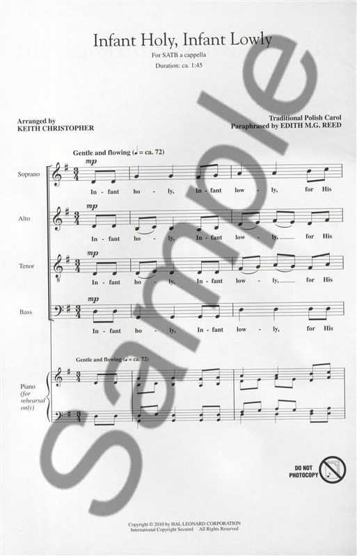 Infant Holy, Infant Lowly - SATB A Cappella
