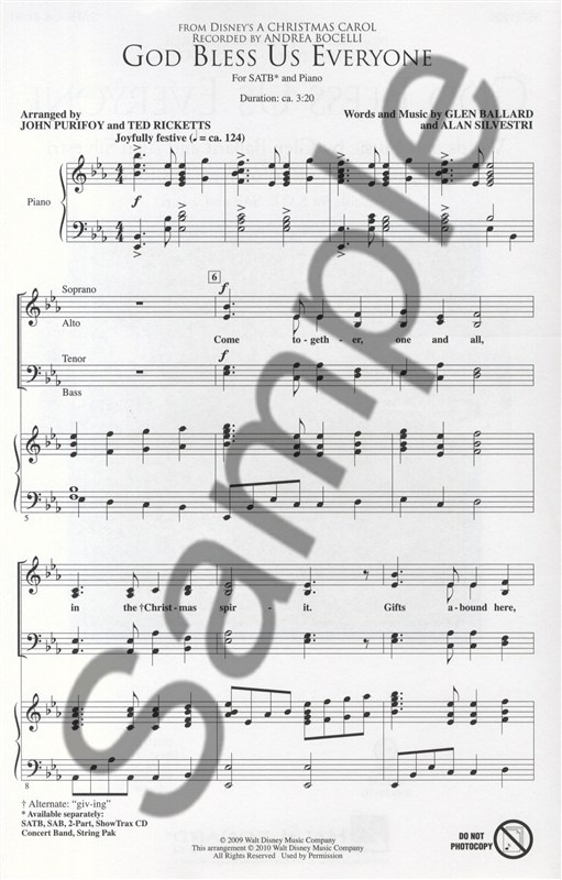 Andrea Bocelli: God Bless Us Everyone (Disney's A Christmas Carol) - SATB