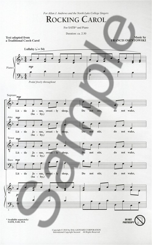 Francis Osentowski: Rocking Carol - SATB