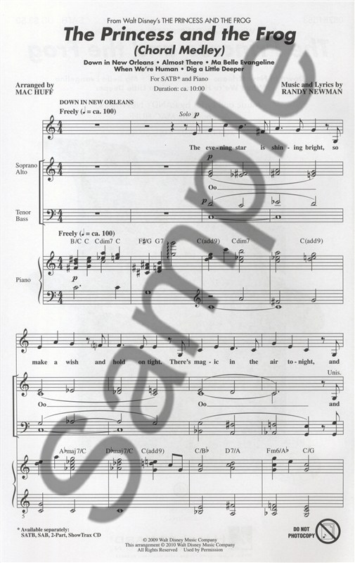 Randy Newman: The Princess and the Frog (Choral Medley) SATB