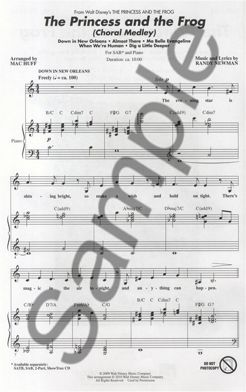 Randy Newman: The Princess and the Frog (Choral Medley) SAB