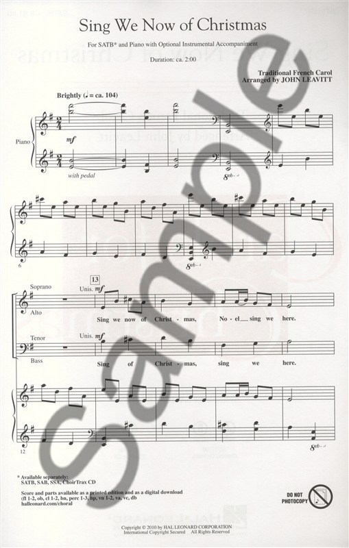 Sing We Now Of Christmas - SATB
