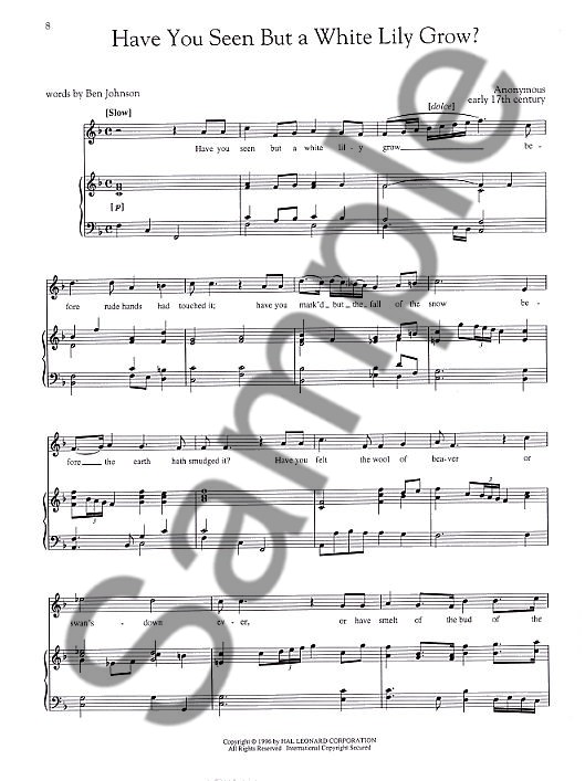 English Songs Renaissance To Baroque - High Voice