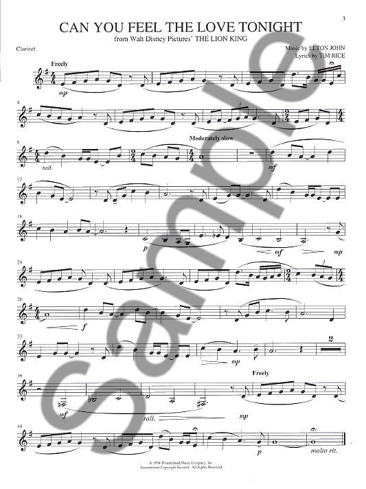 Disney Movie Magic Instrumental Solo Clarinet