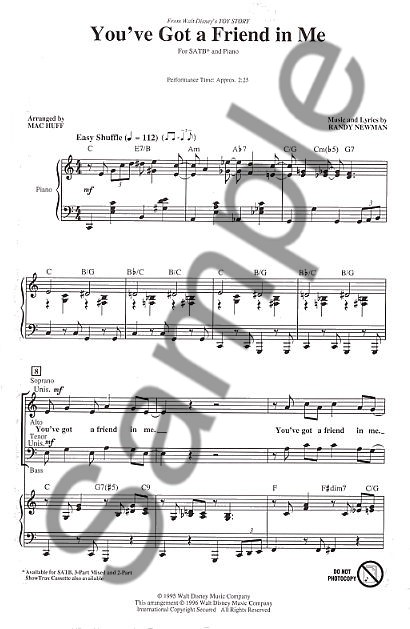 Randy Newman: You've Got A Friend In Me (SATB)