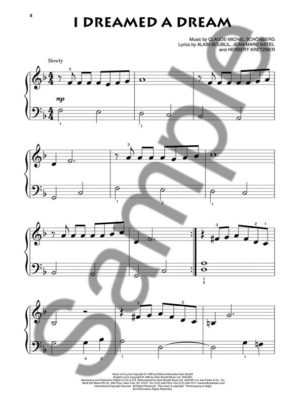 Alain Boublil/Claude-Michel Schönberg: Les Misérables - Beginning Piano Solo